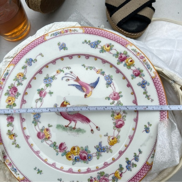 9 Antique Crescent Ware England Paradise Floral Porcelain Plate Dinnerware Mint - Picture 7 of 12